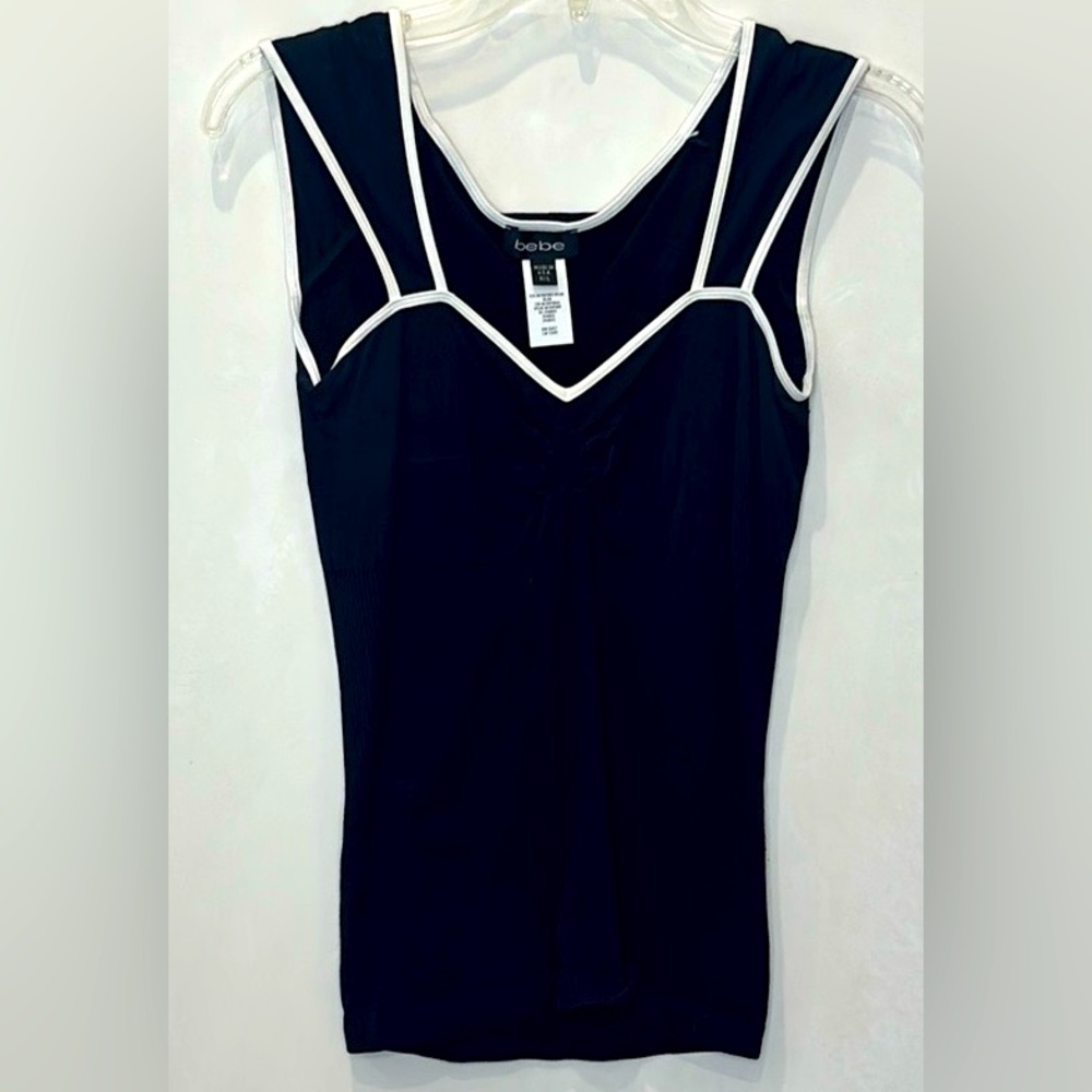Adorable Bebe Black sexy Tank Top with White Accents. Size M/L